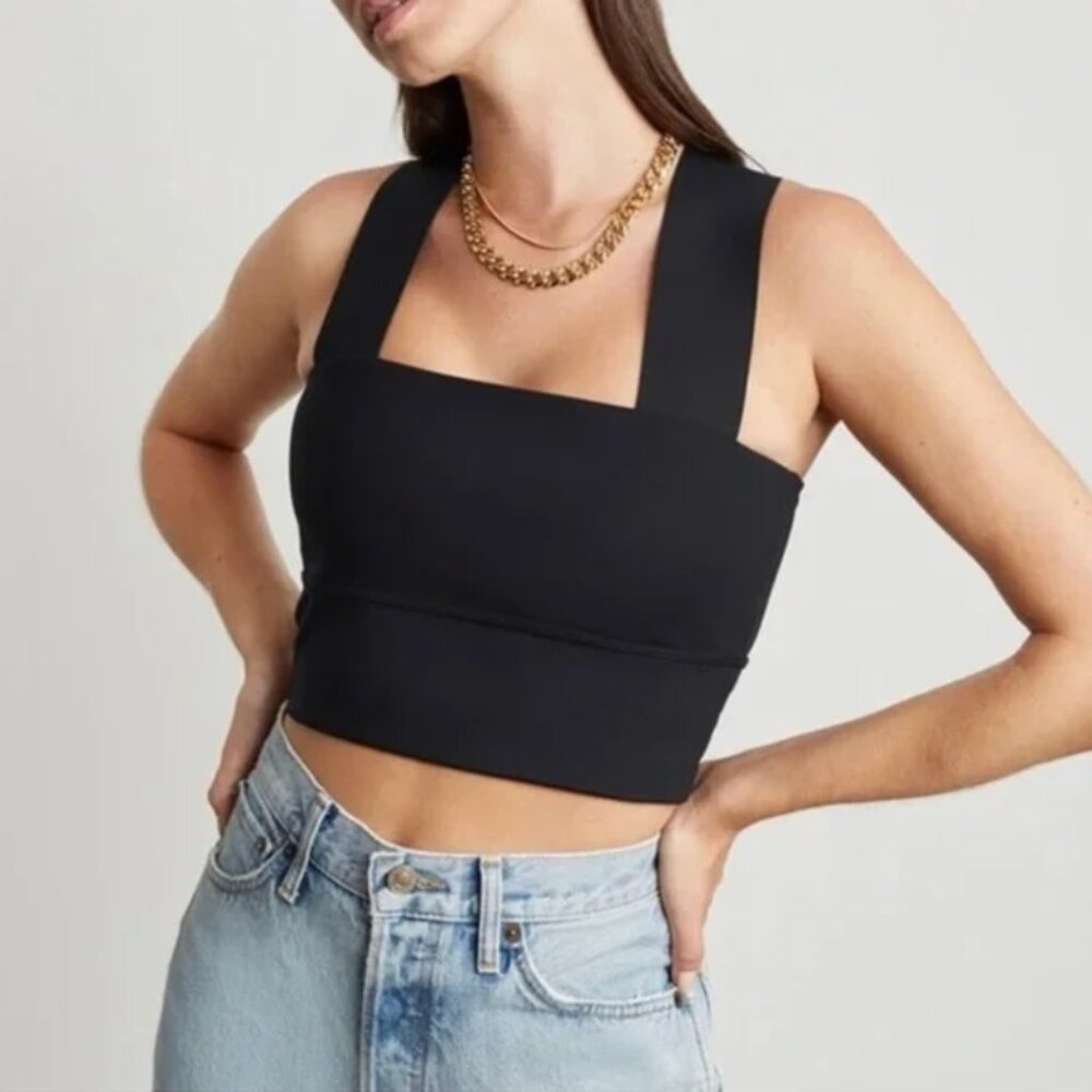 ALC x Bandier Long Line Bra Top in Black Size M